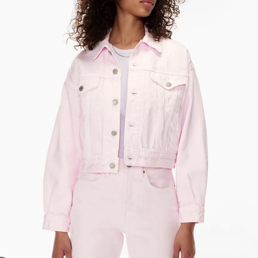 Pink denim jacket